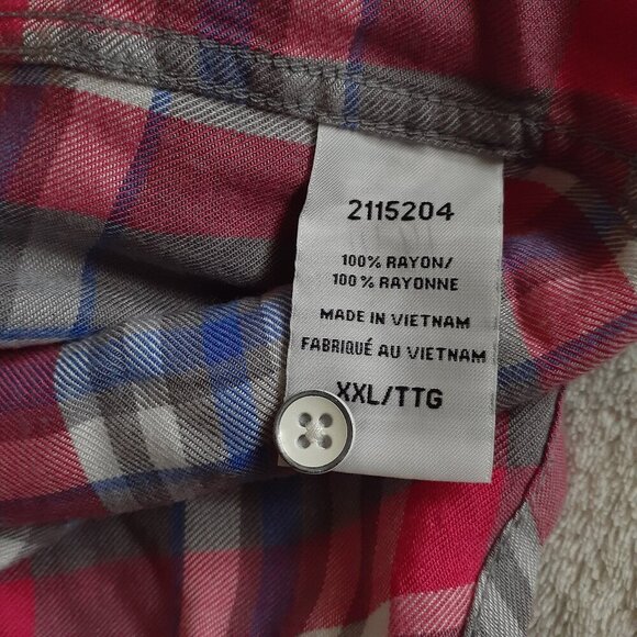 Jachs Girlfriend NWT Women's XXL Pink Gray Plaid Short Sleeve Button Down Shirt - Picture 7 of 10